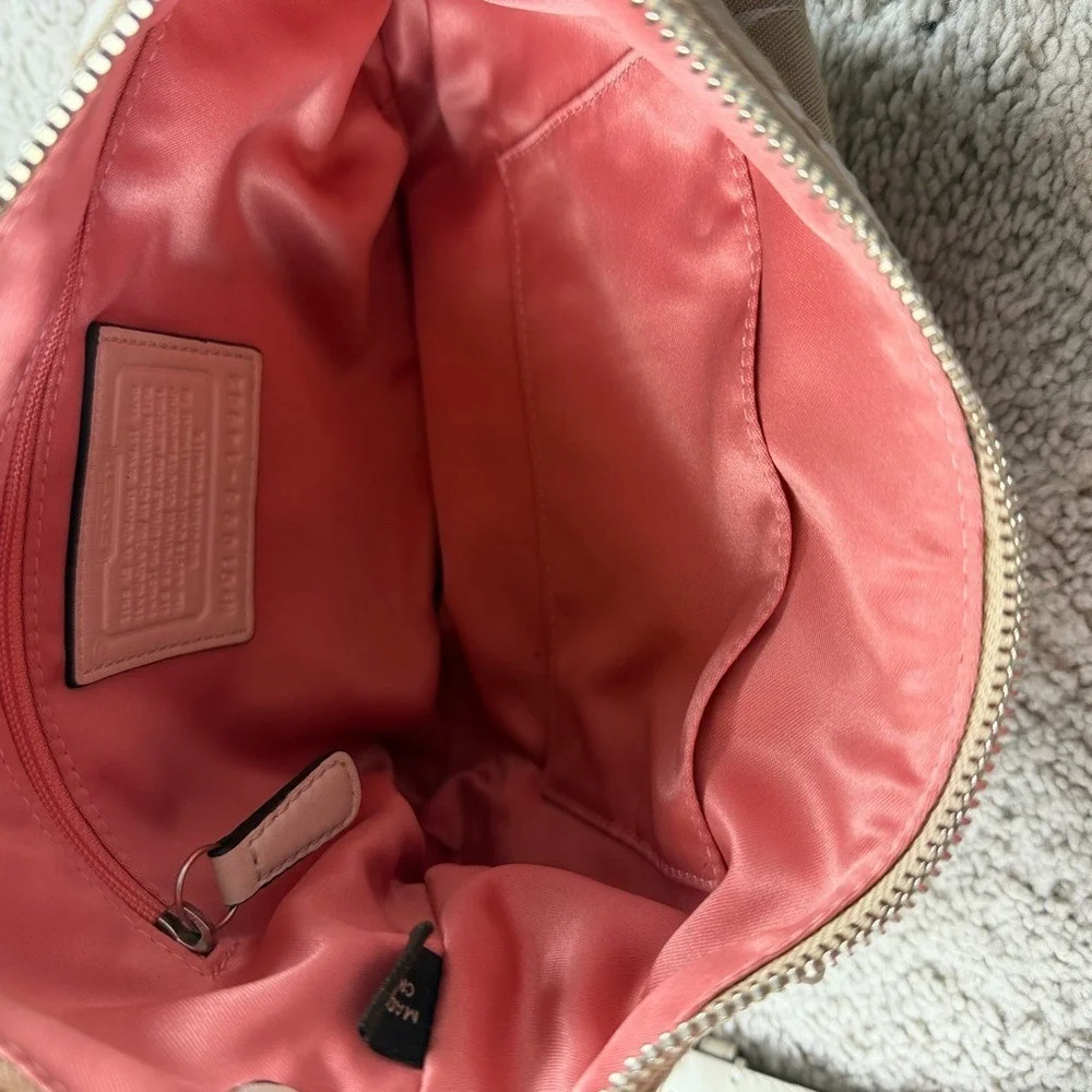 COACH Kristin Op Art Signature East West Crossbody‎ Sateen Shoulder Beige Canvas